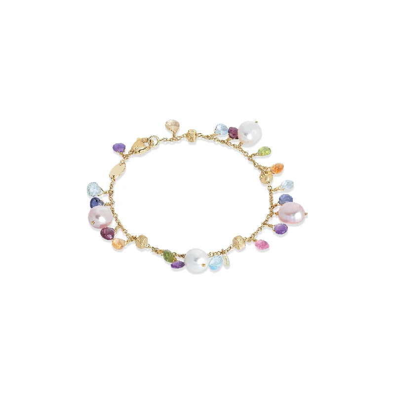 custom bracelet with meaningful word charms-Marco Bicego Paradise Pearl and Multicolor Gemstone Bracelet