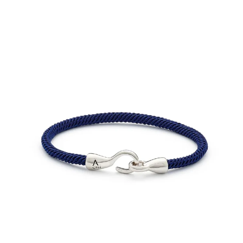 boho-style leather bracelet with metal beads-Maritime Blue