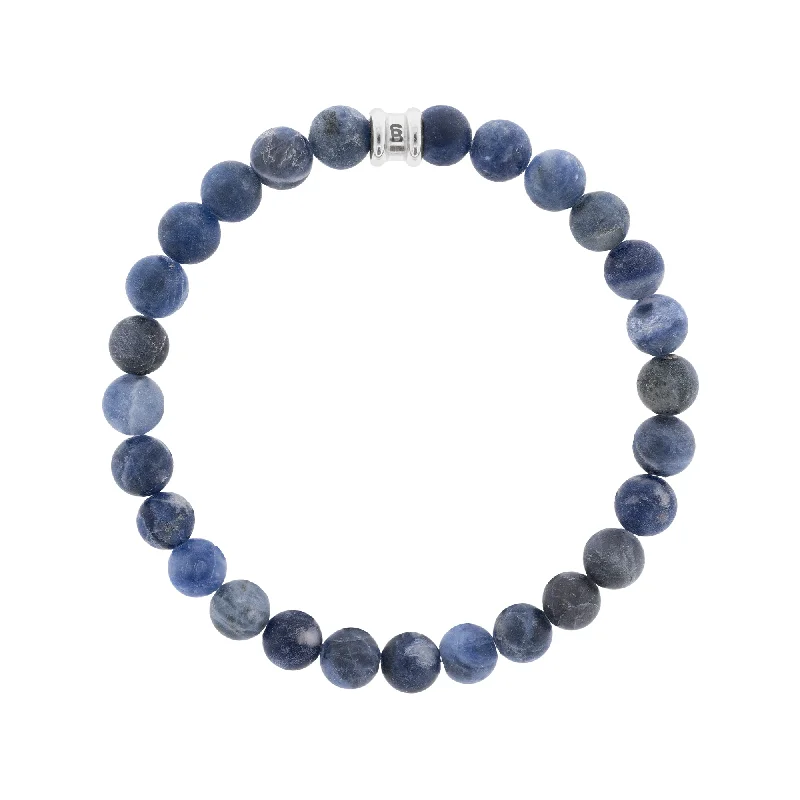 multi-strand leather bracelet with charms-Matte Navy Sodalite Gemstone Beaded Bracelet