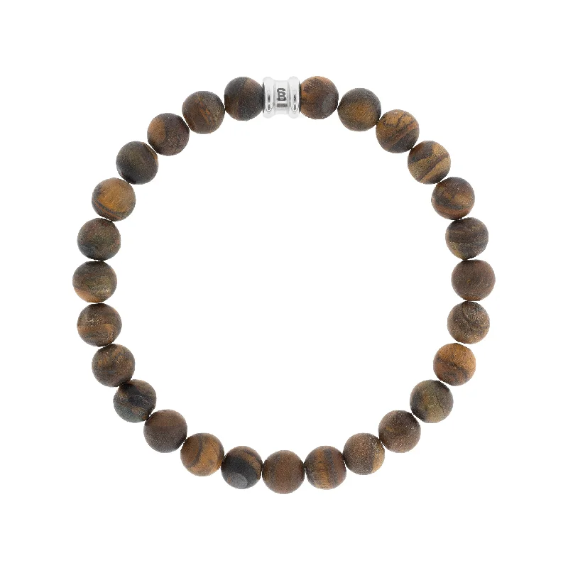 bohemian bracelet with gemstone beads-Matte Tigers Eye Gemstone Beaded Bracelet