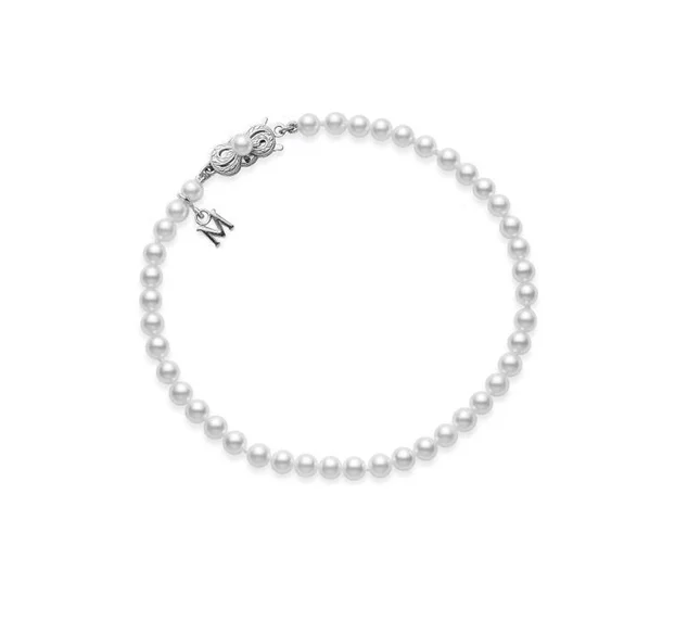 personalized charm bracelet with zodiac sign-Mikimoto 7x6.5mm Akoya Pearl 18K White Gold Bracelet