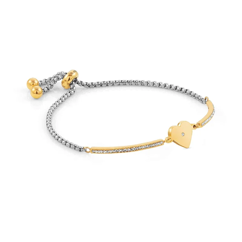 tennis bracelet with sparkling diamonds-Nomination Milleluci Golden Heart Bracelet with Cubic Zirconia