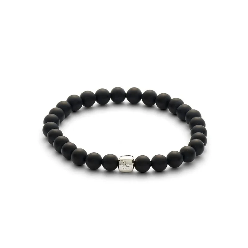 luxury silver bracelet with diamond details-Onyx Matte 6mm