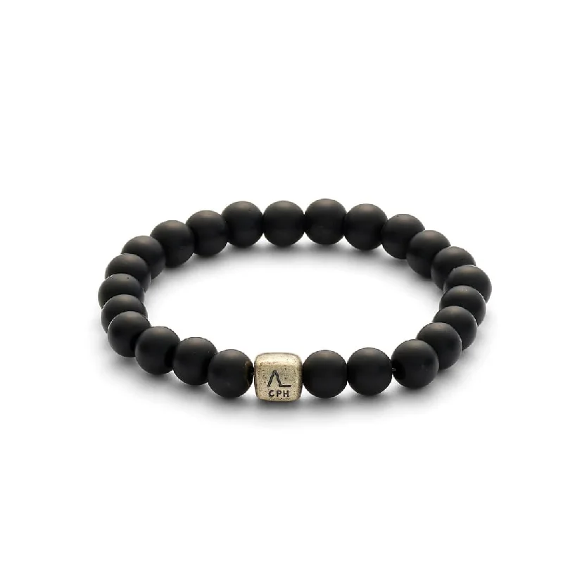 stackable charm bracelet for women-Onyx Matte 8mm