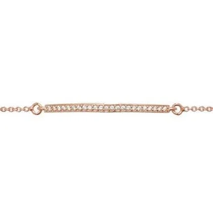 women’s bracelet with leaf and vine design-Rose Gold Plated Sterling Silver Cubic Zirconia Bracelet SBR032B