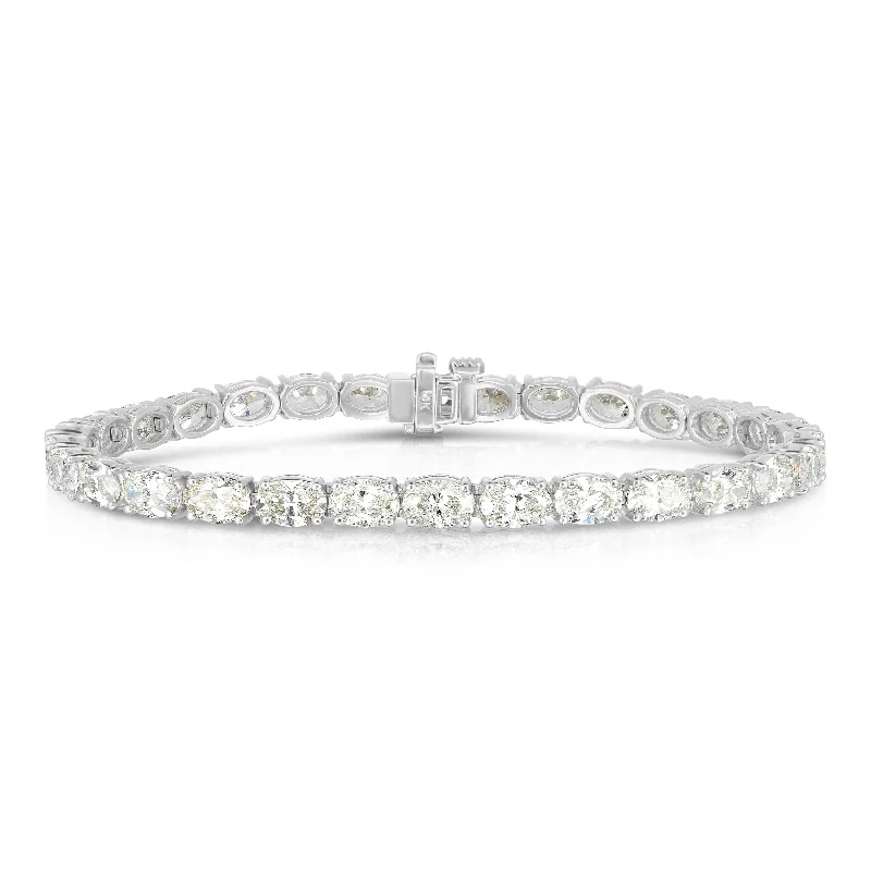 luxury silver bracelet with diamond details-Sabel 14K White Gold Oval Diamond Tennis Bracelet