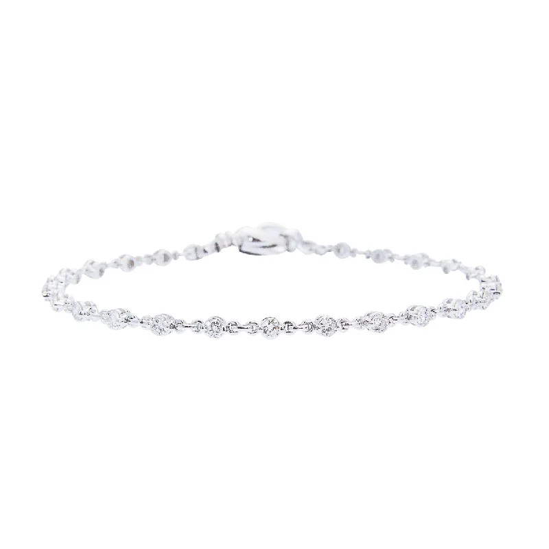 custom charm bracelet with engraved message-Sabel Collection 14K White Gold Diamond Bracelet