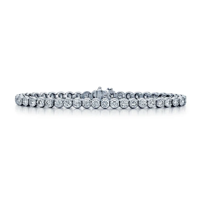 women’s personalized bracelet with charms-Sabel Collection 14K White Gold Round Bezel Set Diamond Tennis Bracelet