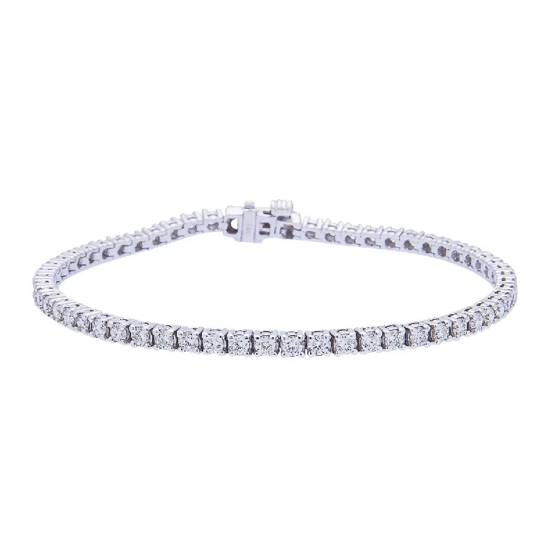 trendy bracelet with enamel charms-Sabel Collection 14K White Gold Round Diamond Tennis Bracelet