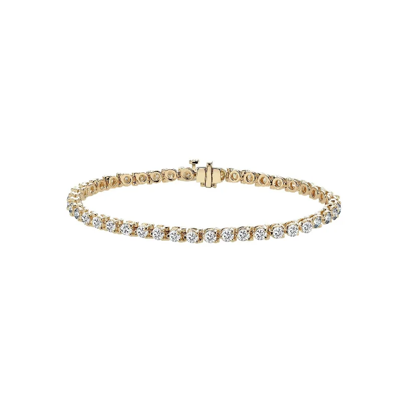 charm bracelet with personalized pendants-Sabel Collection 14K Yellow Gold Three Prong Set Round Diamond Tennis Bracelet