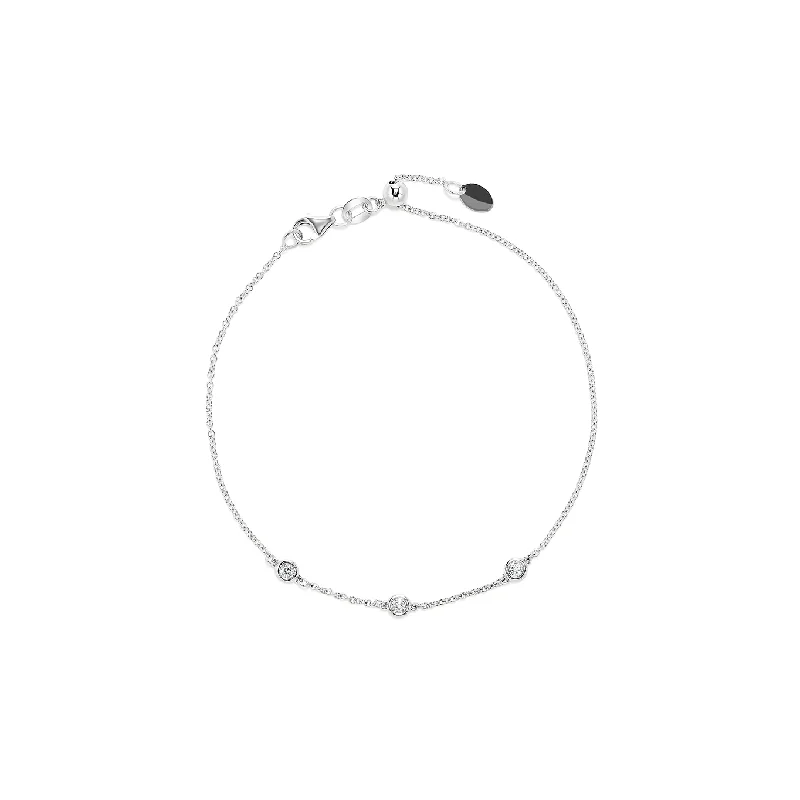 silver bracelet with floral pattern-Sabel Collection 18K White Gold Bezel Set Diamonds by the Inch Bracelet