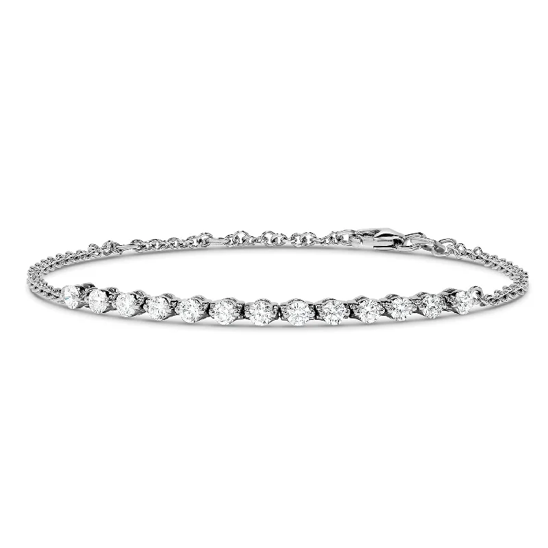 boho charm bracelet for free spirits-Sabel Collection 18K White Gold Medium Partway Diamond Bracelet