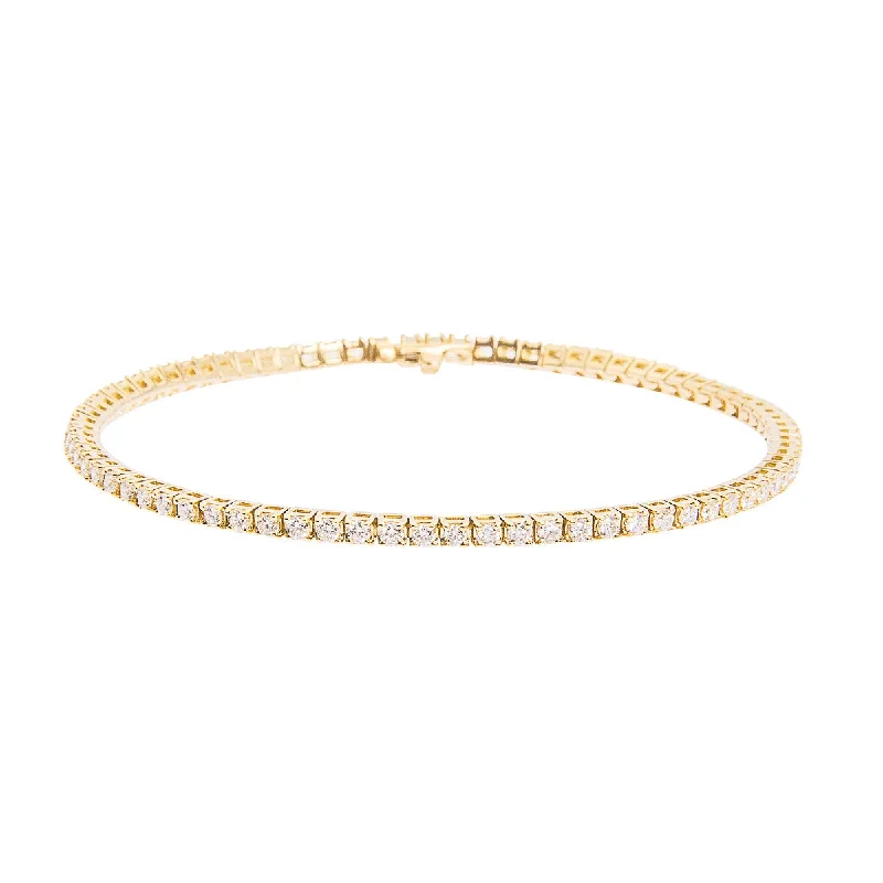 personalized bracelet for mother’s day-Sabel Collection 18K Yellow Gold Round Diamond Tennis Bracelet