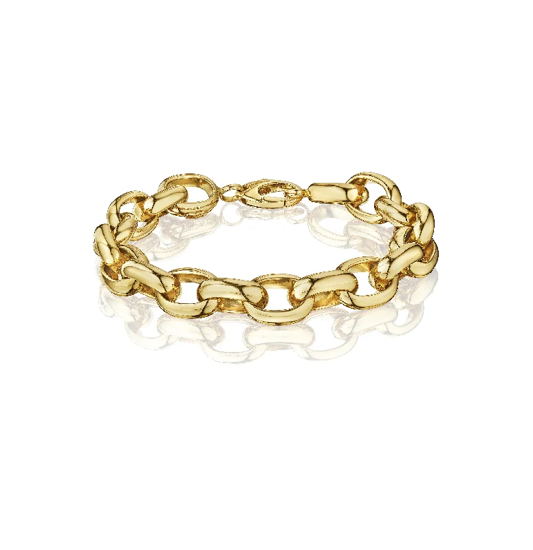 simple bracelet with engraved initials-Sabel Yellow Gold Oval Link Bracelet