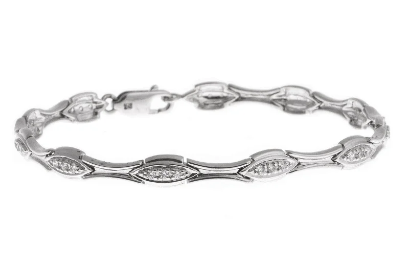 adjustable bracelet with engraved word charm-18ct White Gold Stone Set Bracelet (11.7g) LBR-1121