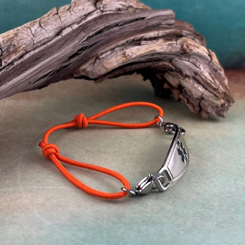 personalized bracelet for mother’s day-Stretch Medical ID Bracelet ~ Orange