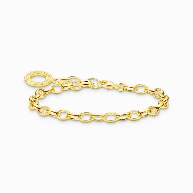 silver bracelet with engraved coordinates-Charm Club Gold Plated Charm Bracelet X0031-413-39