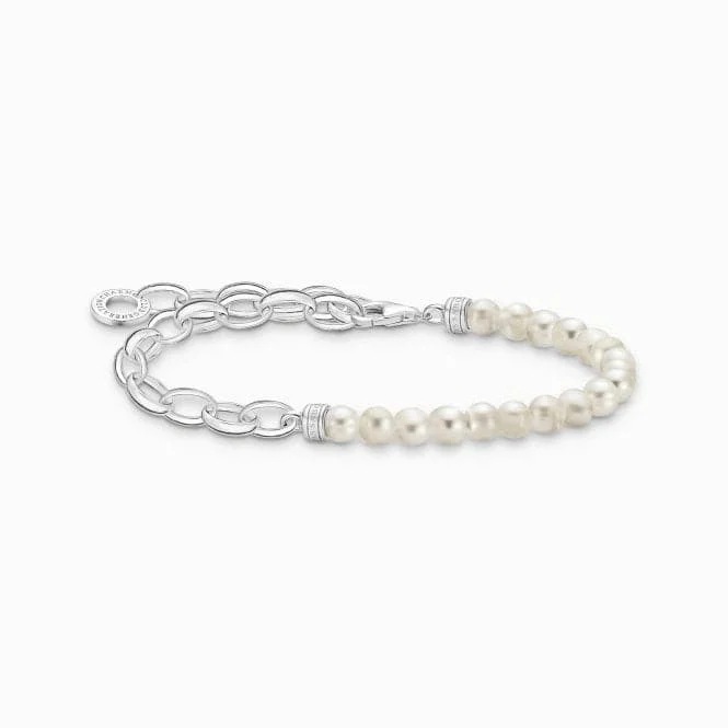 luxury bracelet for women with diamonds-Charm Club White Pearls Bracelet A2098-082-14