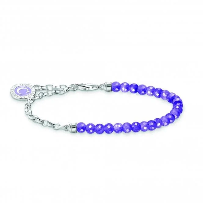 silver bracelet with infinity symbol-Charmista Violet Sterling Silver Enamel Bracelet A2130-007-13