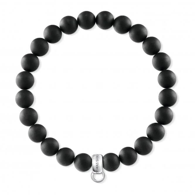 custom bracelet with gemstone and charm-Thomas Sabo Sterling Silver Black Charm Bracelet X0219-023-11