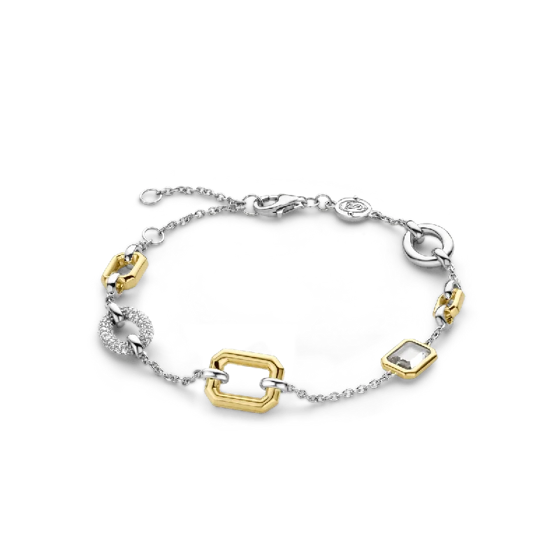 custom silver bracelet for birthday gift-Ti Sento 18ct Gold Vermeil Silver Shapes Bracelet