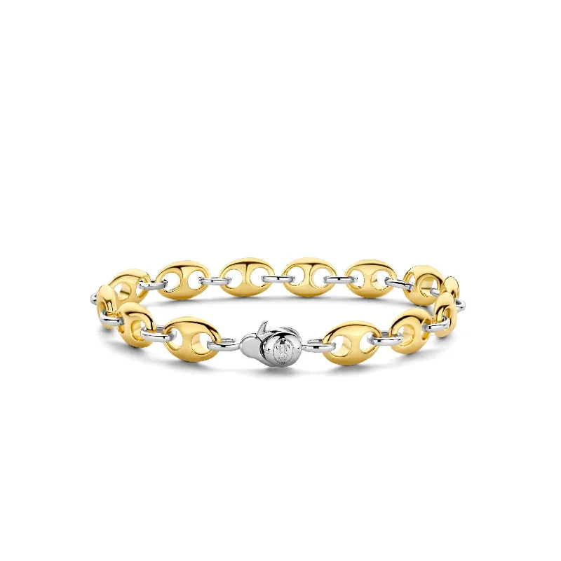 silver bracelet with star and moon charms-Ti Sento 18ct Gold Vermeil Anchor Bracelet