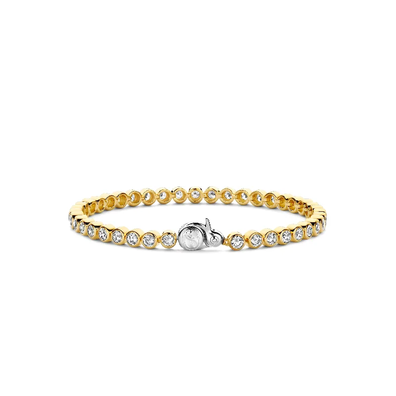 men’s silver bracelet with gemstone pendant-Ti Sento Gold Cubic Zirconia Tennis Bracelet