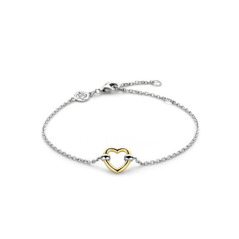 elegant bracelet with simple charms-Ti Sento 18ct Gold Vermeil Heart Bracelet