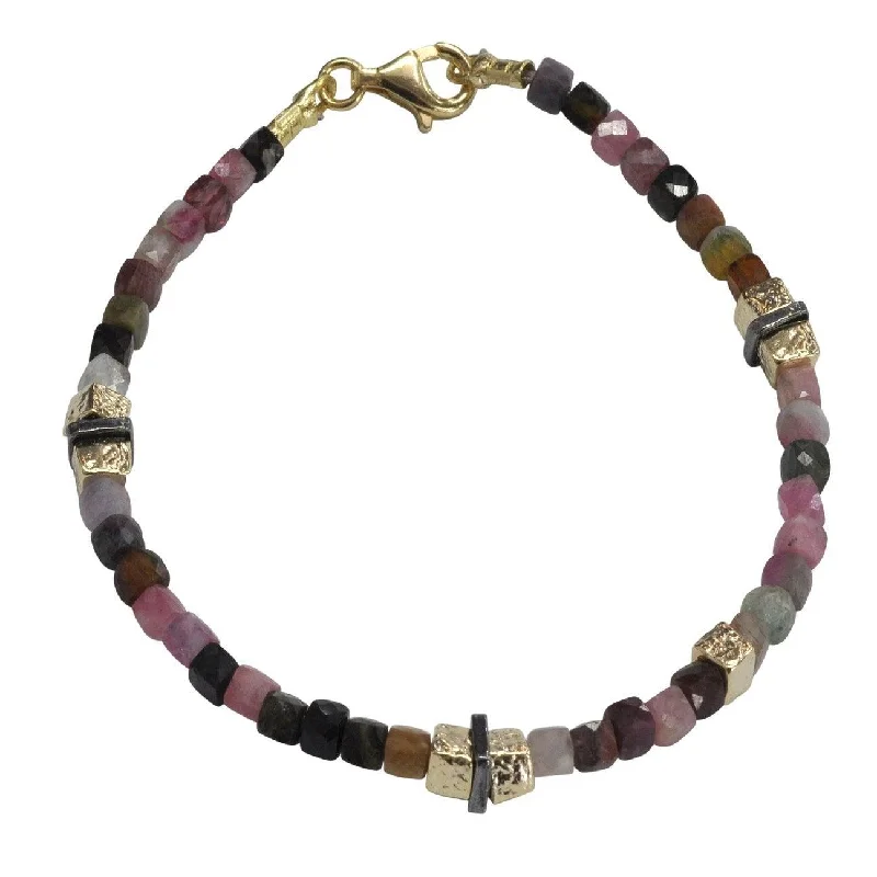 trendy silver bracelet with engraved initials-Tourmaline Multi-Stone Bracelet