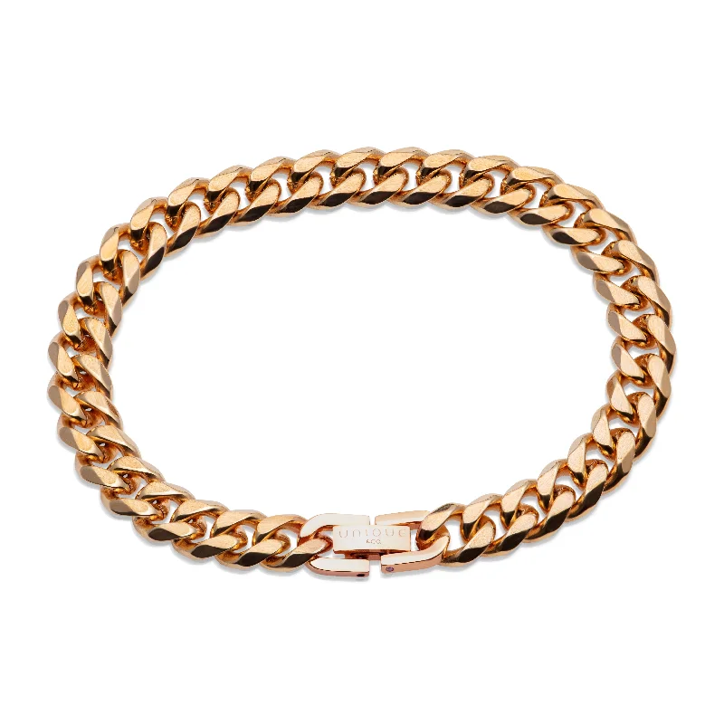 luxury bracelet with black diamonds-Unique & Co Matte Gold Steel Chain Bracelet