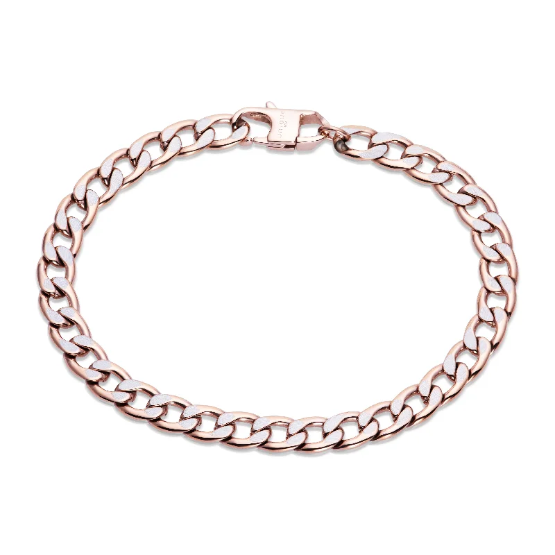 custom silver bracelet for mother’s day gift-Unique & Co Rose Gold Steel Chain Bracelet