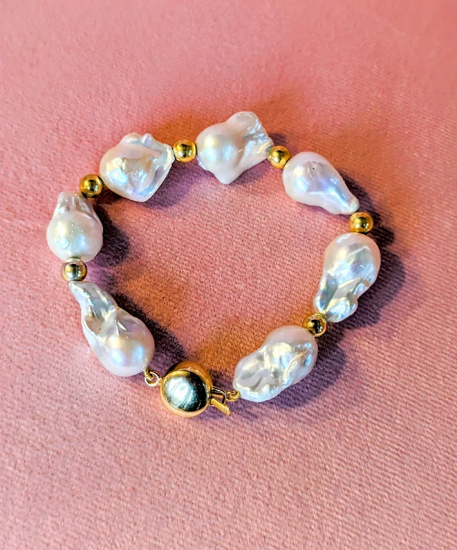 charm bracelet with birthstone and initials-Yaron Morhaim Baroque Pearl Bracelet