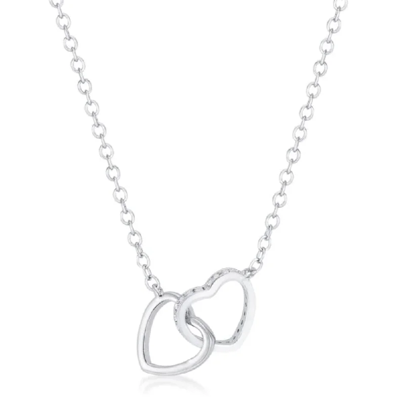 celestial necklace with star pendant -0.22 Ct Interlocking Hearts Necklace With Cz - 18 Inch