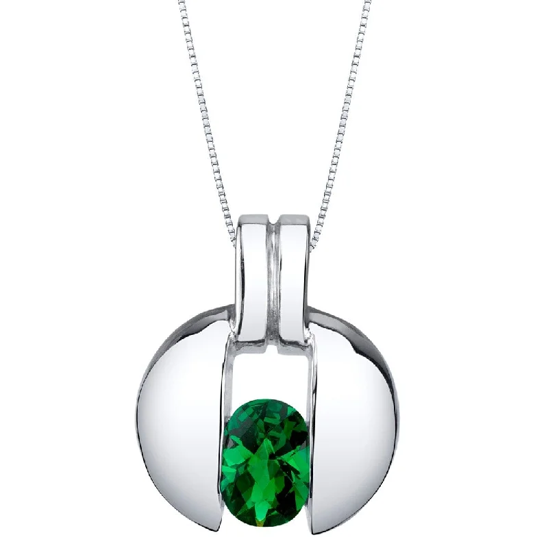 elegant silver pendant necklace -0.75 ct Emerald Pendant in Sterling Silver