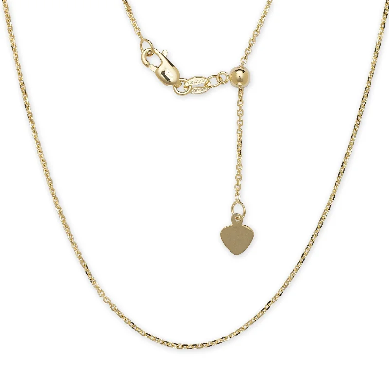 layered moon pendant necklace -10k Gold Polished Adjustable Cable Chain