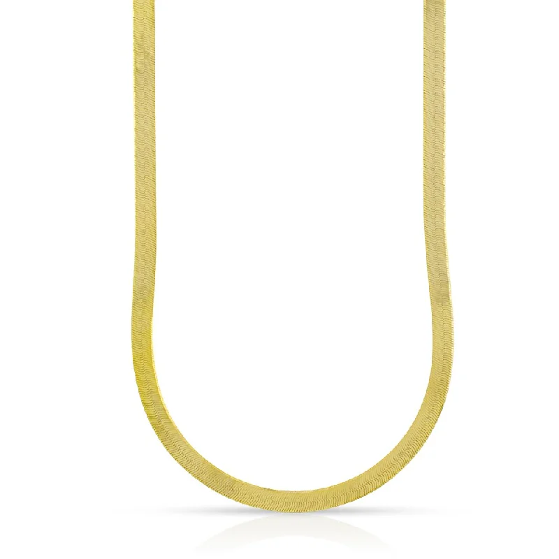 trendy bar pendant necklace silver -10k Yellow Gold 2.5mm Herringbone Necklace