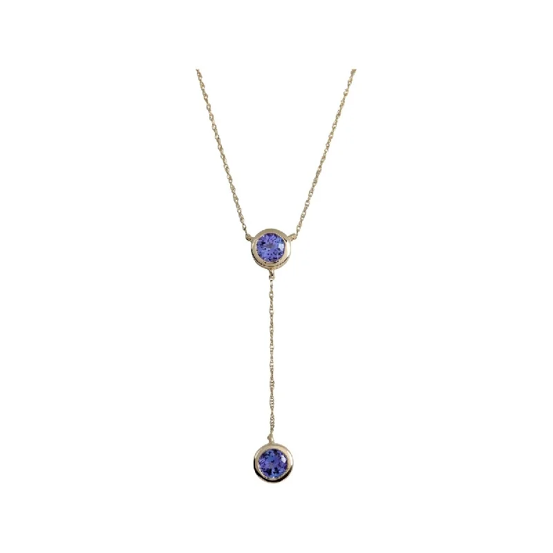 large gold heart pendant necklace -14K Gold Tanzanite Y-Shape Necklace