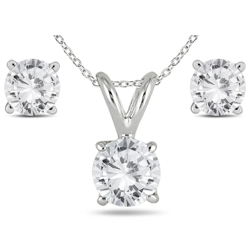 personalized diamond pendant necklace -14K White Gold 1 Carat TW Certified Diamond Pendant and Earring Matching Set (J-K Color, I2-I3 Clarity)