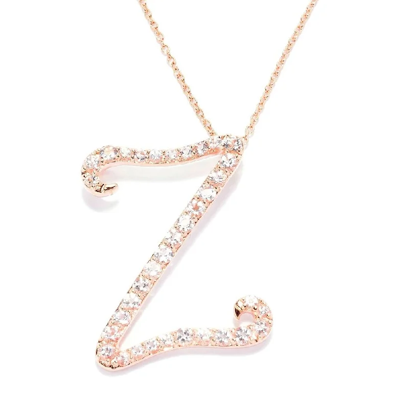 handmade cross pendant necklace -18k Rose Gold over Sterling Silver Round Morganite Initial Z Necklace