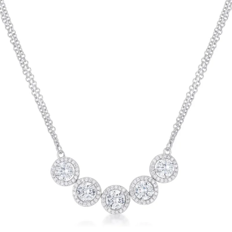 women’s silver infinity pendant necklace -5 Ct Dazzling Rhodium Necklace With Cz - 17" Chain + 4" Extender