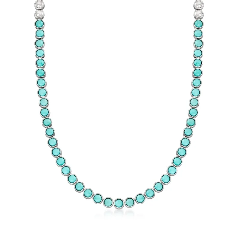 silver infinity necklace for women -925 Sterling Silver Campitos Turquoise Gemstone Tennis Necklace