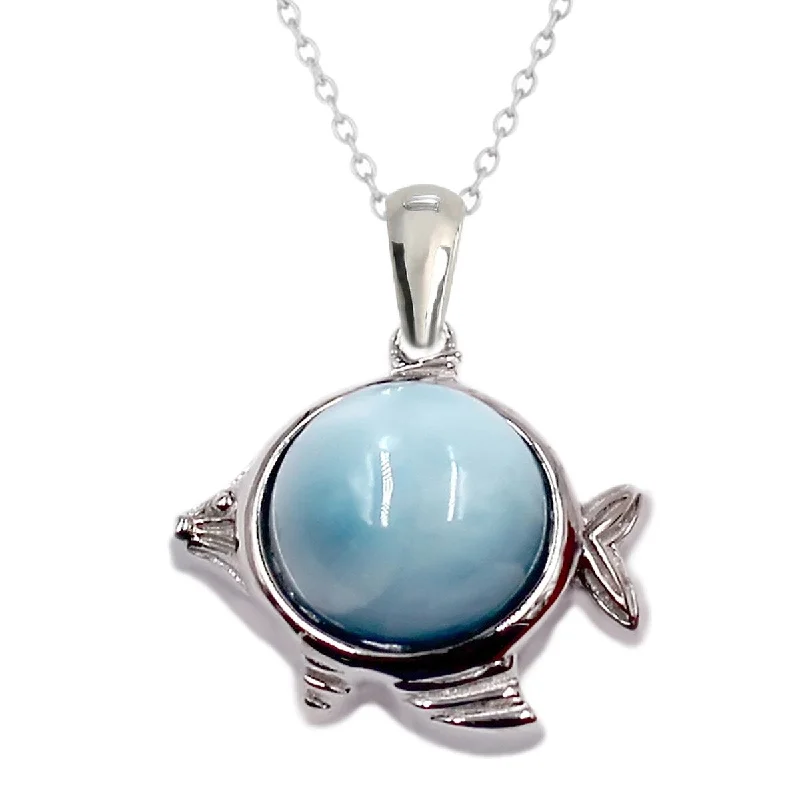 trendy bar pendant necklace silver -925 Sterling Silver Larimar Pendant