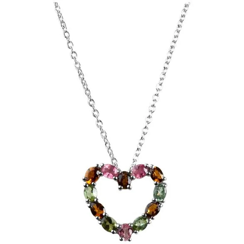 women’s personalized gemstone necklace -925 Sterling Silver Multi Color Tourmaline Pendant