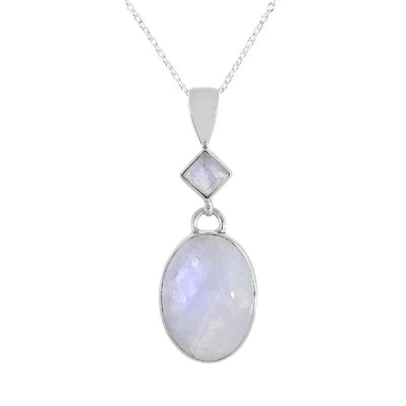 celestial moon pendant necklace -925 Sterling Silver Rainbow Moonstone Pendant