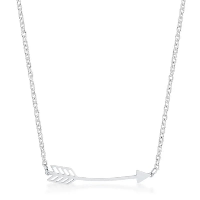 elegant gold heart pendant necklace -Arianna Stainless Steel Arrow Necklace - 16" Chain + 2" Extender