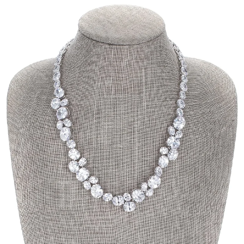 pearl pendant necklace with gold -Bejeweled Cubic Zirconia Collar Necklace - 23 Inch