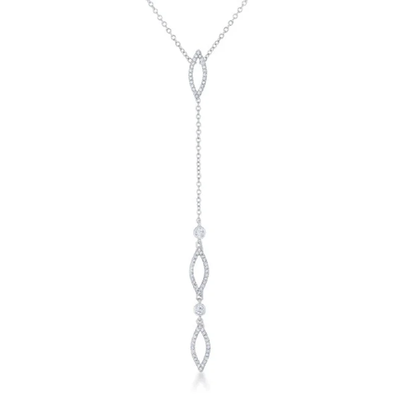 unique gemstone pendant necklace -Carmela 0.6Ct Cz Rhodium Classic Drop Lariat Necklace - 18 Inch