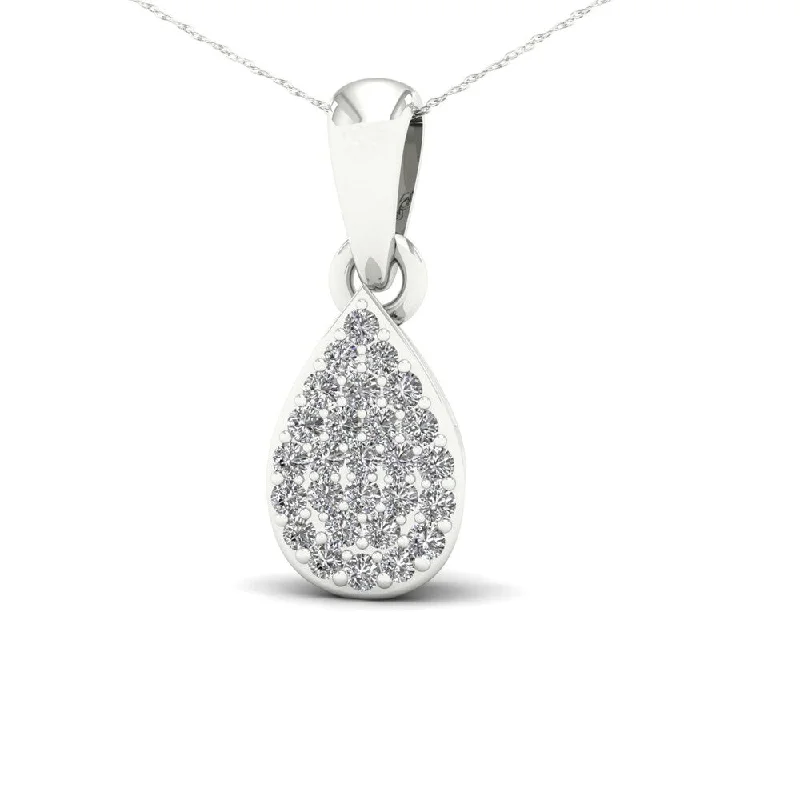 custom message necklace silver -De Couer 1/10ct TDW Diamond Pear Shape Necklace - White