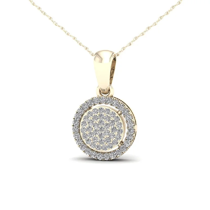 long gold necklace with pendant -De Couer 1/6ct TDW Diamond Halo Necklace - Yellow