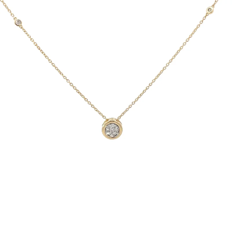 women’s birthstone pendant necklace -Diamond Cluster Pendant Station Necklace